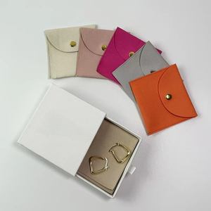Custom Logo Printed Custom Design Modern Luxury <b>White</b> Velvet Drawer Slide <b>Gift</b> Packaging Jewelry <b>Box</b> Microfiber Jewelry Pouch - Product Image 4