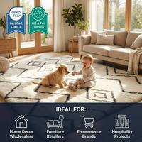 Alfombra Moderna de Pelo Largo y Extra Grueso, 100% Poliéster, Certificada Oeko-Tex Clase 1, para Sala de Estar, Apta para Niños y Mascotas, Antideslizante y Absorbente