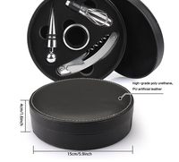 Coffret Cadeau Personnalisé 4 Pièces en Acier Inoxydable Style Chinois avec Tire-Bouchon, Décapsuleur et Anneau Verseur de Vin