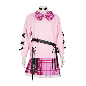 Disfraz de cosplay de Star's Edge Minato Aqua, vestido suéter rosa con lazo para mujer, traje de anime - Product Image 5