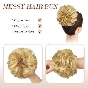 Vente en gros de cheveux synthétiques pour femmes postiche <span class=keywords><strong>chignon</strong></span> instantané bande élastique ondulée bouclée chignons en désordre style droit <span class=keywords><strong>chignon</strong></span> élastique - Product Image 3