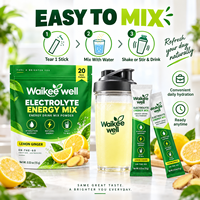 Poudre de mélange pour boisson énergisante à marque privée, citron gingembre, 20 sachets, supplément d'électrolytes pour l'hydratation, nutrition sportive pour adultes