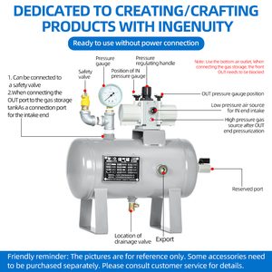 Vba10a Hoàn Chỉnh Áp Suất Không Khí Booster Bơm Áp Suất Không Khí Booster Điều Chỉnh Với 5L Receiver Tank Hỗ Trợ Tùy Biến - Product Image 4