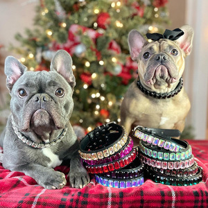 Boutique Pet Shop Bling Crystal <span class=keywords><strong>Stone</strong></span> Rhinestone Collares para mascotas <span class=keywords><strong>Collar</strong></span> de perro de diamante de agua de cuero de lujo con piedra de vidrio personalizar - Product Image 3