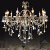 Lustre en cristal pour salon, style français, avec bras en verre, éclairage de plafond, type bougie, pour église