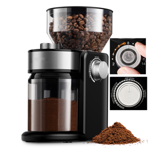 Macinacaffè a macine piatte regolabile per <span class=keywords><strong>caffè</strong></span> espresso, 12 tazze, 16 impostazioni di macinatura, blocco di sicurezza - Product Image 1