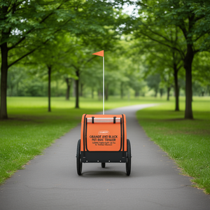 Remolque para Bicicleta para Mascotas CITONWORLD, Tela Oxford Naranja, Resistente, para Aventuras al Aire Libre - Product Image 2