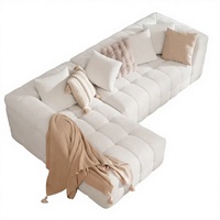 Canapé modulable en chenille sans armature, en forme de L, avec lit intégré, sièges profonds et volumineux, idéal pour appartement, hôtel, salon