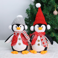 Décoration de Noël en forme de pingouin, figurine debout, fournitures de décoration, plastique, polyester, PVC, cadeau de dessin animé