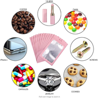 Sacs refermables en aluminium mat coloré réutilisables de 4*6 pouces, sacs en mylar anti-odeur pour colliers et boucles d'oreilles, pochette rose