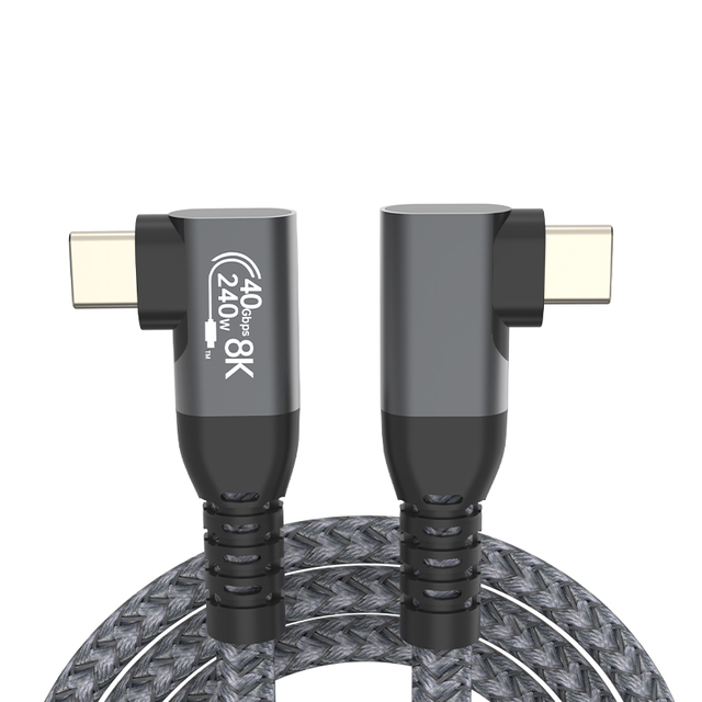 USB4 Cable for Thunderbolt 4 Right Angle 40Gbps Data Transfer 8K@60Hz 240W Fast Charging