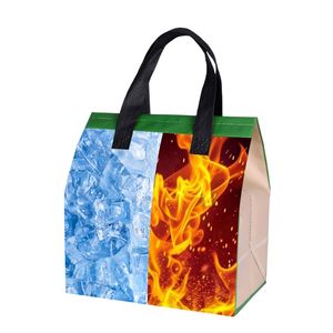 Sac isotherme réutilisable avec logo personnalisé rose, sac de livraison alimentaire non tissé avec lamination en feuille d'aluminium - Product Image 1