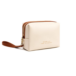Bolsa <span class=keywords><strong>de</strong></span> Maquillaje Cuadrada Portátil Impermeable <span class=keywords><strong>de</strong></span> Cuero PU Estilo Preppy con Cierre <span class=keywords><strong>de</strong></span> Cremallera para Mujer - Product Image 6