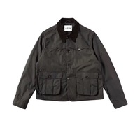 Blouson aviateur vintage pour homme des années 80, col rabattu, logo sur le devant, style rétro américain, automne, extérieur, poisson volant, 100% coton