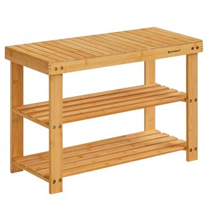 Bamboo Shoe Rack <strong>Bench</strong> for <strong>Hallway</strong> Living Room 3-Tier Bamboo Shoe Storage Organizer Wooden Shoe Shelf Bamboo Storage Holder - Product Image 1