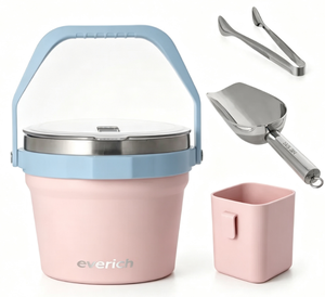 Cubo para Hielo Everich de 4.2L, Apto para Lavavajillas, Aislado, de Acero Inoxidable, con Tapa para Abrir Botellas Integrada, para Enfriar Bebidas - Product Image 1