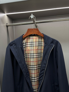 Veste coupe-vent pour homme à col montant et fermeture éclair, doublure intérieure à carreaux, style décontracté - Product Image 2