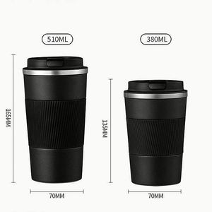 Mug de voyage isotherme en acier inoxydable à double paroi, réutilisable et personnalisé, 510 ml et 380 ml, avec couvercle anti-fuite, sans BPA - Product Image 1