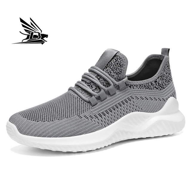Hot Selling Fly Knitted Mens Shoes Men's Mesh Breathable Lace up air Cushion Sports Sneakers Shoes Men Casual Shoes