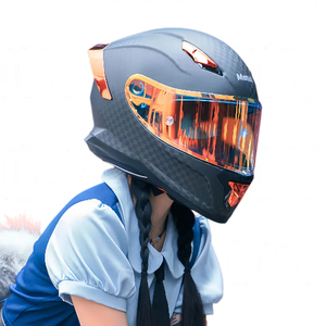 Helm sepeda motor Full Face serat karbon, helm sepeda motor dengan masker wajah pelindung matahari untuk kompetisi Off-road kualitas tinggi - Product Image 1