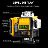 Niveau laser à faisceau vert 12V Li-ion 3x360 degrés, 12 lignes, auto-nivelant, pour la construction et le carrelage