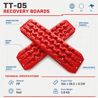 TCAL TT-05 Rouge – Barres de toit robustes, porte-charge latéral, planches de récupération, patins de traction en PP haute résistance pour pneus, pour l'extérieur et le 4x4