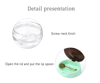 Mini Rond Transparent 6g En Plastique Lèvres Scrubs Conteneur Baume À Lèvres Pot Brillant À Lèvres Pot D'emballage Avec Cuillère À Miel