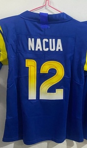 2025 <span class=keywords><strong>nuove</strong></span> <span class=keywords><strong>maglie</strong></span> all'ingrosso cucite maglia da Football americano 12 levigatrici 12 Nacua 5 Higgins 2 Jeanty accetta su misura la tua squadra - Product Image 6
