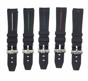 สายรัดข้อมือยางกันน้ำสำหรับ <span class=keywords><strong>GMT</strong></span> SUB <span class=keywords><strong>Master</strong></span> 114060,สายรัดข้อมือนาฬิกาซิลิโคนสีดำหัวเข็มขัดหมุดดำน้ำผีสีเขียวขนาด20มม. - Product Image 1