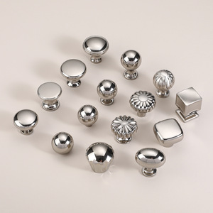 French Style Titanium Silver Cabinet Knobs Zinc Alloy Round Spherical Design Durable Drawer Handle Single Hole Installation - Product Image 1