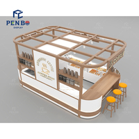 Kiosque à café design 2025 en bois pour centre commercial, boulangerie et café