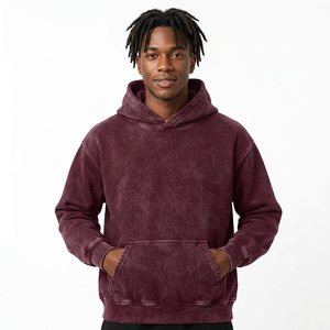 Sudadera con capucha unisex de algodón de 400 g/m² con lavado ácido, estilo vintage, hombros caídos, sin cordones, color marrón, venta al por mayor personalizada - Product Image 2