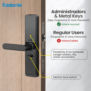 Cerradura Inteligente Kadonio con Código, Huella Dactilar, Electrónica, Tuya WiFi, con Cámara - Product Image 5