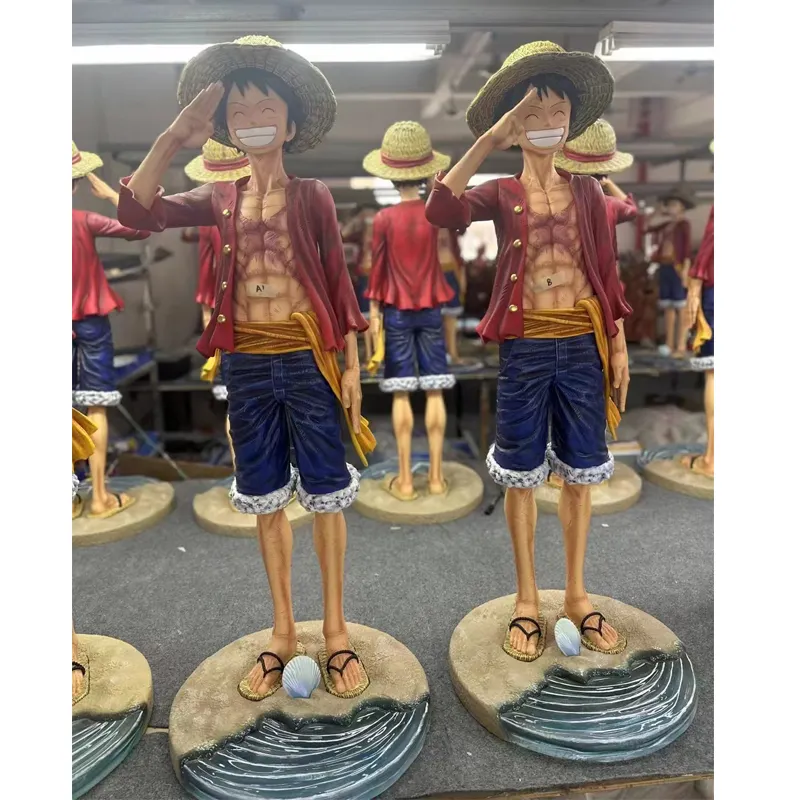 Patung karakter anime penjualan laris pabrik Dekorasi toko koleksi patung Luffy satu buah karakter resin