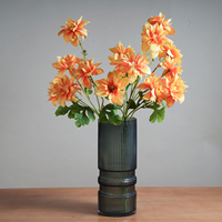 Tiges de fleurs de dahlia artificielles réalistes, fleurs artificielles orange pour la décoration de centre de table de mariage