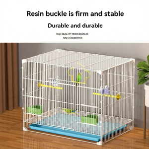 Jaula de alambre de hierro plegable de gran espacio para pájaros, caja de agua, periquito de Metal, loro pequeño, pájaros, jaula de hierro para cría, bandeja de plástico, paleta - Product Image 5