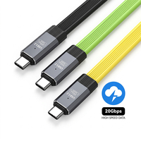 Kabel USB C Silikon Datar Pendek Portabel USB3.2 Gen2 20Gbps Sinkronisasi Data Kecepatan Tinggi Kabel Tipe C 3 Warna