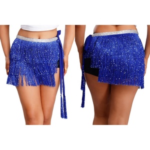 Pañuelo de cadera para danza del vientre para mujer, con lentejuelas y flecos, falda envolvente con borlas, cinturón de danza, accesorios para festivales y espectáculos. - Product Image 2