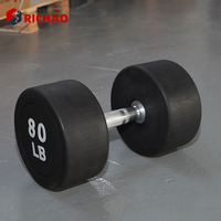 Haltères commerciaux en caoutchouc de 5 lb pour musculation, ensemble de poids pour salle de sport à domicile, haltères ronds de 5 lb
