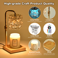 Lampe chauffe-cire en cristal style américain, hauteur réglable, minuterie, diffuseur de parfum sans flamme, lampe chauffe-bougie RGB