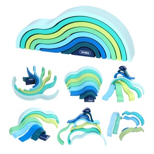 Venta caliente jugar juguete de aprendizaje Waldorf espacio geométrico edificio puente de madera Arco Iris anidación bloques de juego apilable - Product Image 3