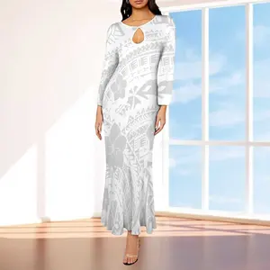 Дропшиппинг самоанский дизайн белое платье с принтом русалки элегантное женское вечернее платье тихоокеанское полинезийское остров повседневные платья