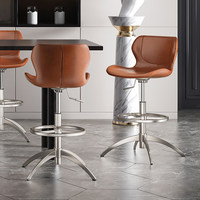 Tabouret de bar en bambou de style européen, hauteur réglable, dossier pivotant, pieds hauts, luxe léger, usage domestique HD-7290D