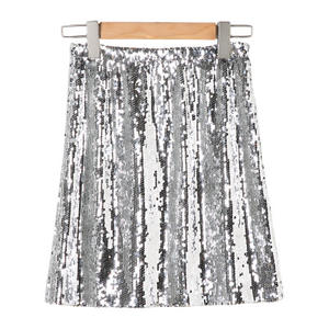silver sequin pleated skirt