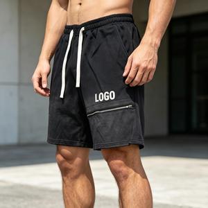 men's shortS OEM Custom Logo Heavyweight 100% Cotton French Terry Streetwear Vintage DTG DTF Embroidery Acid Wash Men Shorts - Product Image 5