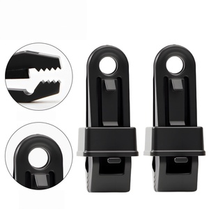 Black Plastic Carabiner <b>Clips</b> for Camping Tent Canopy Windproof Fixing 2-Pack - Product Image 1
