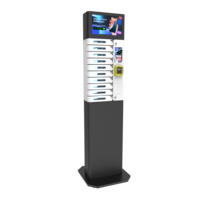Distributeur automatique de téléphonies Y2 Power AMI à 10 baies avec serrure électronique, compatible cartes de crédit, sur pied, avec écran publicitaire en option