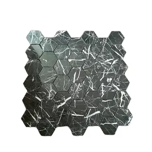 Черная мраморная Шестигранная мозаичная напольная мозаичная плитка Nero Marquina