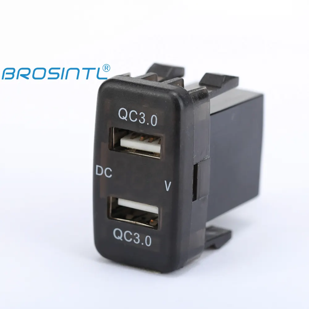 BROSINTL BC007KB כפולה יציאת שקע QC3.0 USB מטען עבור טויוטה עם מד מתח