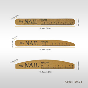 Vente en gros d'accessoires de manucure professionnels pour salons de beauté, lime à ongles en bois double face 100/180 en forme de demi-lune avec règle - Product Image 6